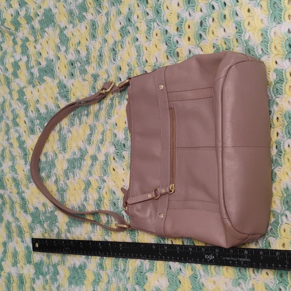 Elegant Taupe Shoulder Leather Bag - Picture 10 of 11